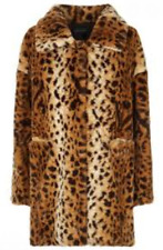 JAMES LAKELAND Womens Brown Leopard Print Faux Fur Coat Jacket Ladies XL NEW