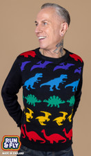Run & Fly  retro indie vintage style  mix of dinosaur black jumper