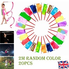 20Pcs 2M Gym Dance Ribbon Rhythmic Art Gymnastic Streamer Baton Twirling Rod