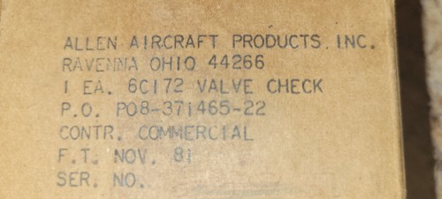 Cessna 6c172 check - 6c172, valve