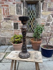 Large Floor Candle Stick Wood With Nice Detail Church Farmhouse Cottage Rustic