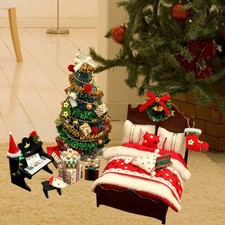 Christmas Dollhouse Miniature Furniture Kit Doll House Home Bedroom Decor NEW