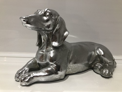Silver art lying daschund - art,