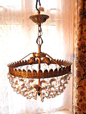 Vintage Lustre Crystal Bag Pendant Chandelier 33 Cm Diameter