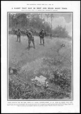 1909 Antique Print - FRANCE PARIS Ecole de Chasse Metal Running Rabbit (372)