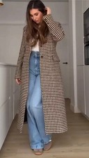 ZARA ZW Collection Check Plaid Coat Ecru/Yellow 2024/25 Season Size L BNWT £179