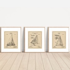 3 Coastal Blue And White Boats