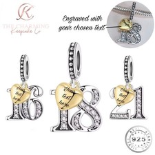 16th , 18th OR 21st Birthday Charm Genuine 925 Sterling Silver -Personalised Tag