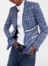 ZARA BNWT BLAZER BLUE TWEED