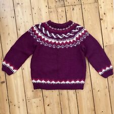 Handmade Chunky Wool Knit Fair Isle Icelandic Lopi Wool? Jumper Small Purple