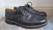 Clarks Montacute Black Leather Lace Up Brogue Smart Casual Shoes Size UK 10 G