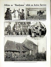 Old Antique Print 1915 World War British Siers Maxim Gun Atkins Kukris 20th