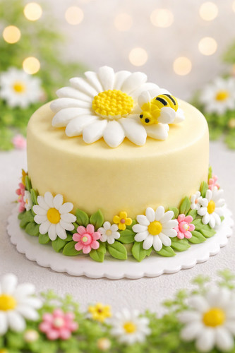 Fondant daisy flowers bees - fondant,