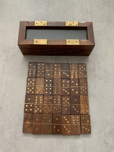 Brass inlaid wooden - inlaid, domino