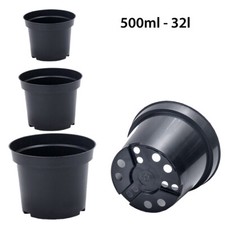 Black plastic plant - pot, flower