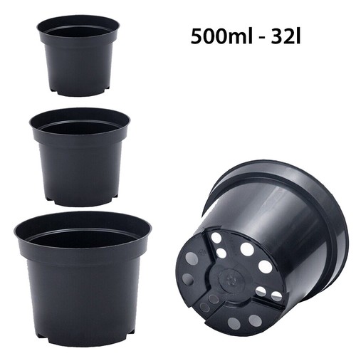 Black plastic plant pot - plastic,