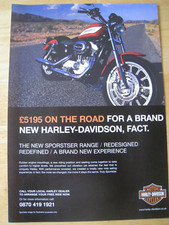 BRAND NEW HARLEY-DAVIDSON MOTORCYCLE SPORTSTER RANGE ADVERT A4 SIZE FILE 20