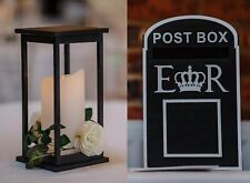 Wedding Table Centre Pieces & Gift Post Box, Black & White, Wooden Lanterns x7