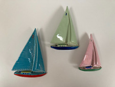 Rare Vintage Wade Porcelain Yachts Boats Set of 3 Wall Decorations Hand Painted