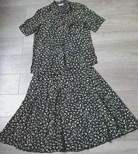 Gerry Weber Navy & Yellow Blouse & Skirt Set Vintage Smart Occasion UK10/12