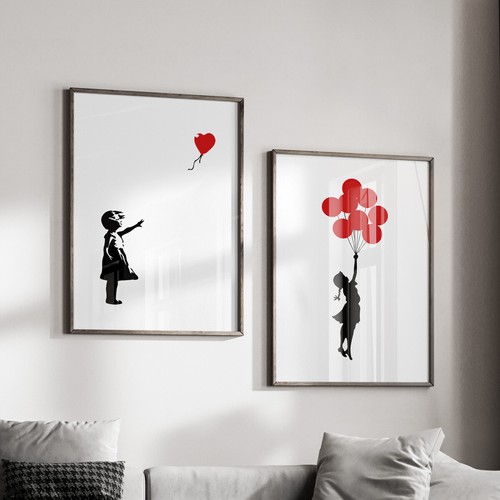 Set banksy wall art - of, 2