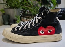 CONVERSE X COMME DES GARCONS HIGH PLAY. MENS SIZE 10 UK. BLACK/RD/WHT (2)