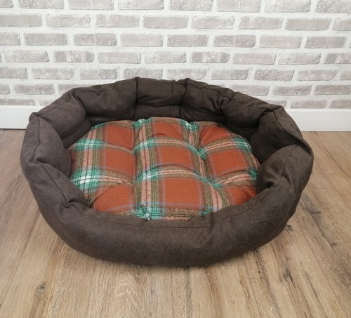 Brown check dog cat - brown,