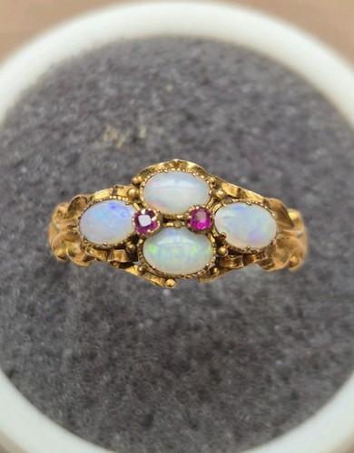 Antique 15ct gold opal ruby - gold,