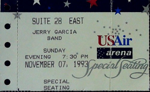 Jerry garcia band ticket stub - jerry,