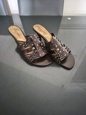 Vintage 1990's Sally O'Hara Mocca Leather Woven Stud Kitten Heels UK 5.5 - BOXED