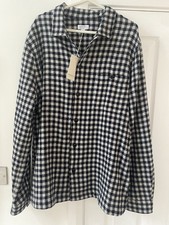 Sunspel Flannel Wool Overshirt Check - Medium - Navy/Ecru - RRP £250