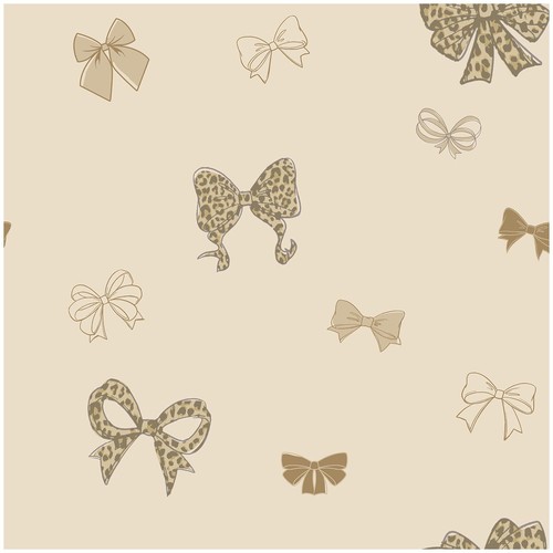 Beige bows wallpaper brown - beige,