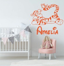 Personalise Name Tiger Wall Stickers Winnie the Pooh Nursery Baby boy Room Decor