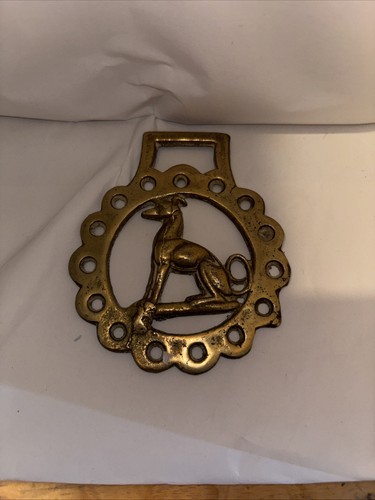 Horse brass greyhound dog - brass,
