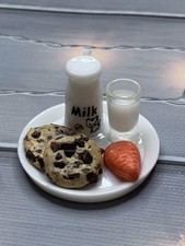 Dolls House Miniature Christmas Eve Plate, Minature Milk,cookies & Carrot