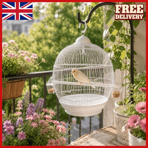 Round bird cage with hanging - bird,