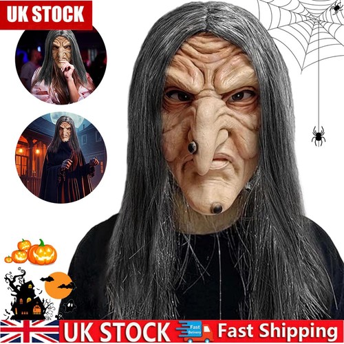 Scary witch evil latex mask - evil,