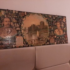 Victorian Decoupage art - Antique - Pembroke Castle Wales & Religious Prayer