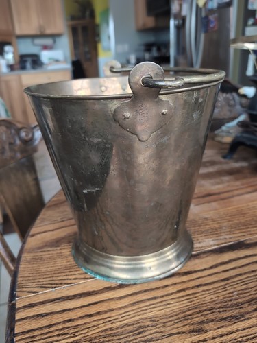 Vintage brass pail aged - pail, patina