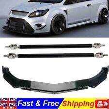 For Ford Focus RS ST Gloss Black Front Bumper Lip Spoiler Splitter +Strut Rods
