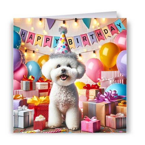Bichon birthday card - card,