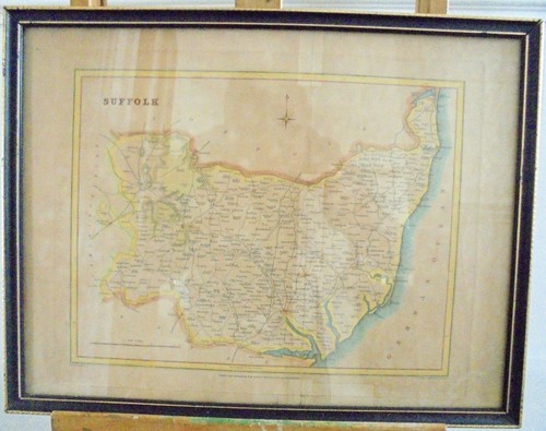 Antique map suffolk framed - antique,
