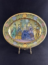 Vintage Daher Victorian Ladies Floral Decorative Tin Tray Plate Made In England