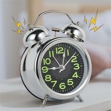 Loud Alarm Clock for Heavy Sleepers – 4-Inch Retro Twin Bell Quartz Analog