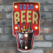 Beer Light Up Sign Tin Metal
