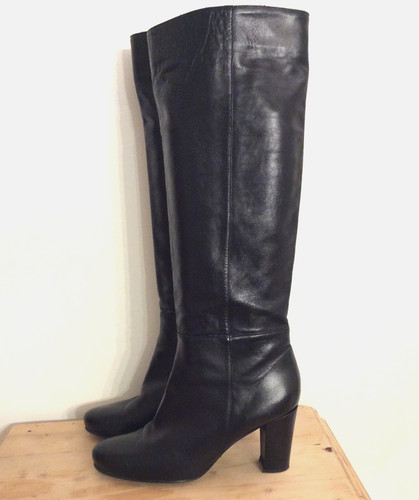 Boden black leather - knee, high