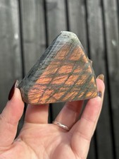 Labradorite Freeform Crystal Polished Gemstone Orange Sunset Flash