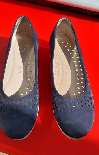 Gabor blue suede wedge - blue, shoes