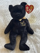 The End Black TY Beanie Bear With Errors in tag Retired 1999 Rare 2 Available