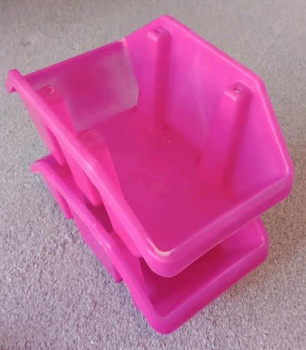 Pink plastic storage bin - storage,